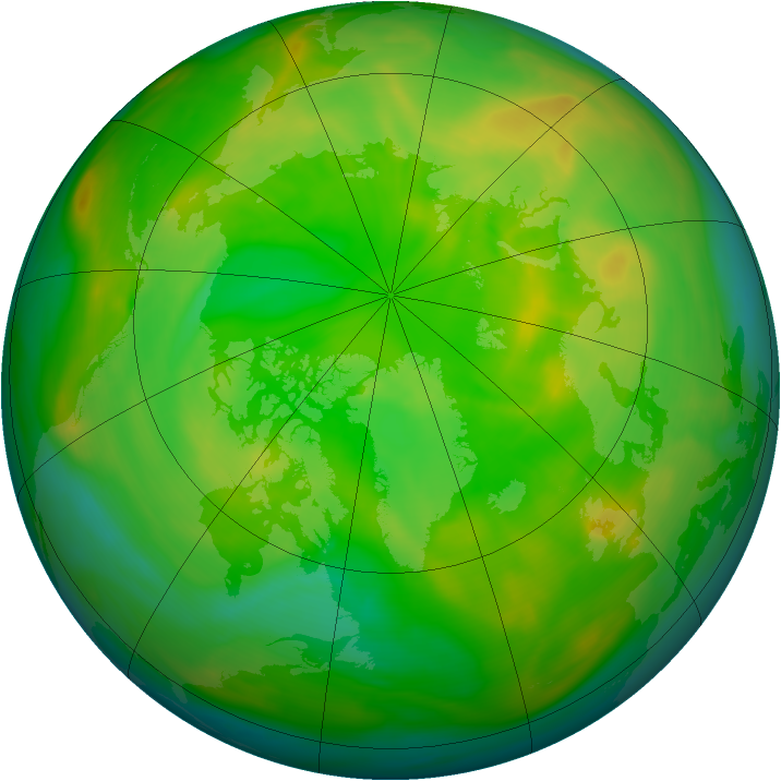 Arctic ozone map for 16 June 2007